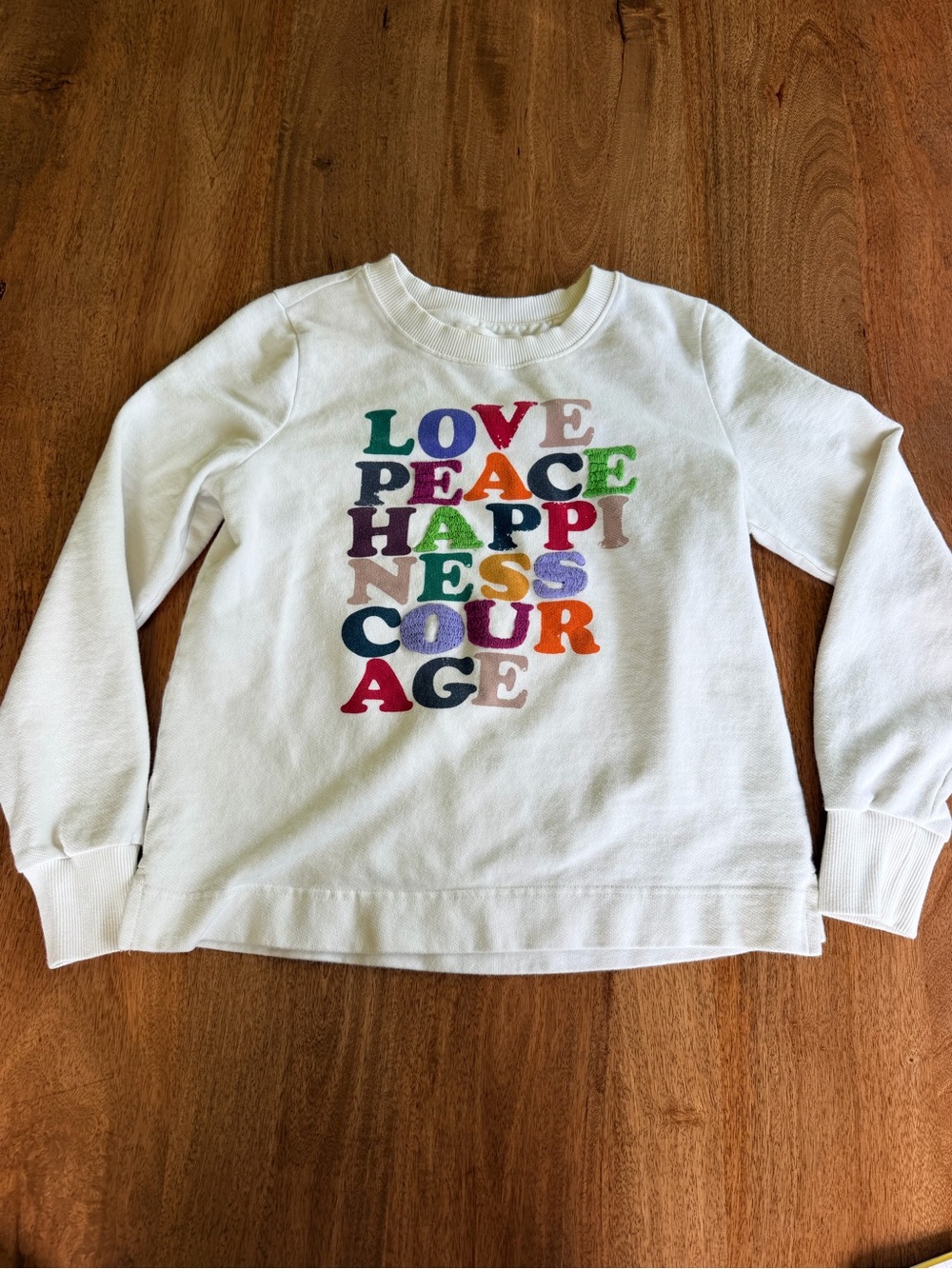 Anthropologie White Crewneck Sweatshirt with Multicolor Lettering